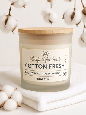 Cotton Fresh 11oz Premium Soy Wax Candle from Lovely Life Scents